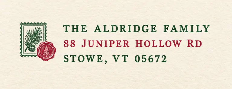 Holiday address label for , an AI-generated example made with GPT Image 2.5 Flare