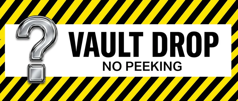 Mystery box front for VAULT DROP, an AI-generated example made with Nano Banana 2.1