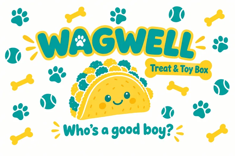 Dog subscription lid for WAGWELL Treat & Toy Box, an AI-generated example made with GPT Image 2.5 Flare