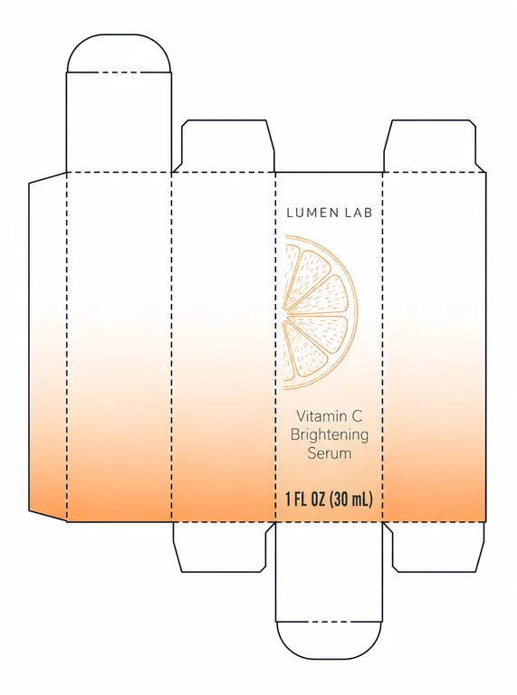 Serum box (dieline) for LUMEN LAB Vitamin C Brightening Serum, an AI-generated example made with GPT Image 2.5 Sunburst