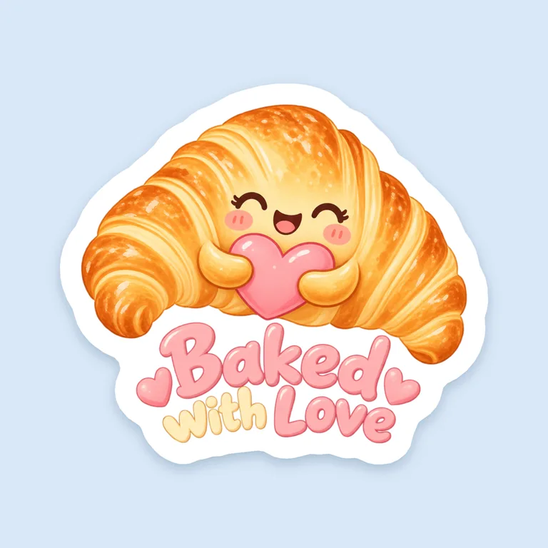 Baked with Love 烘焙封口贴,AI 生成示例(GPT Image 2.5 Sunburst)