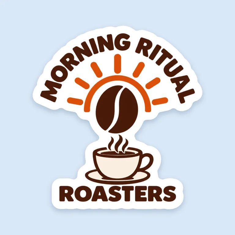 Morning Ritual Roasters 咖啡 Logo 贴纸,AI 生成示例(GPT Image 2.5 Sunburst)