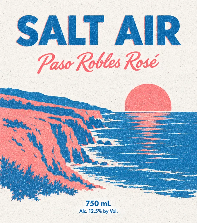 Rosé front label for SALT AIR Paso Robles Rosé, an AI-generated example made with GPT Image 2.5 Flare