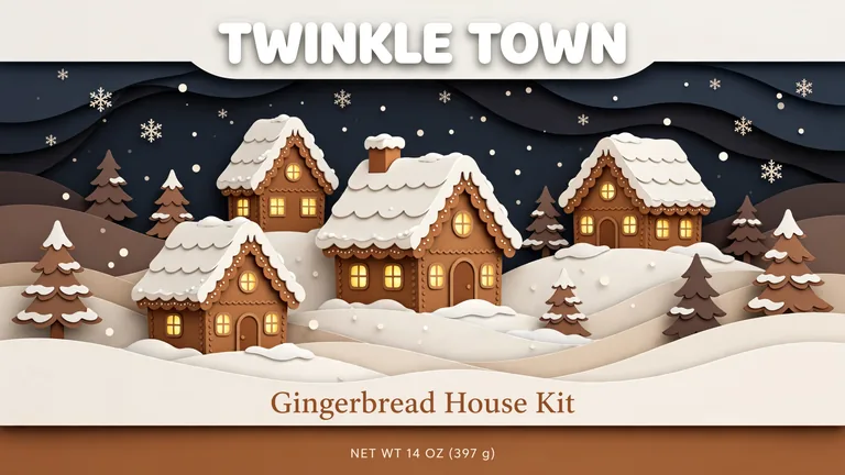 TWINKLE TOWN Gingerbread House Kit 姜饼屋套装盒，AI 生成示例（Muse Image）
