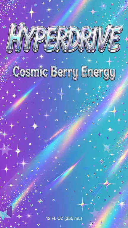 HYPERDRIVE Cosmic Berry Energy 能量饮料罐，AI 生成示例（Muse Image）